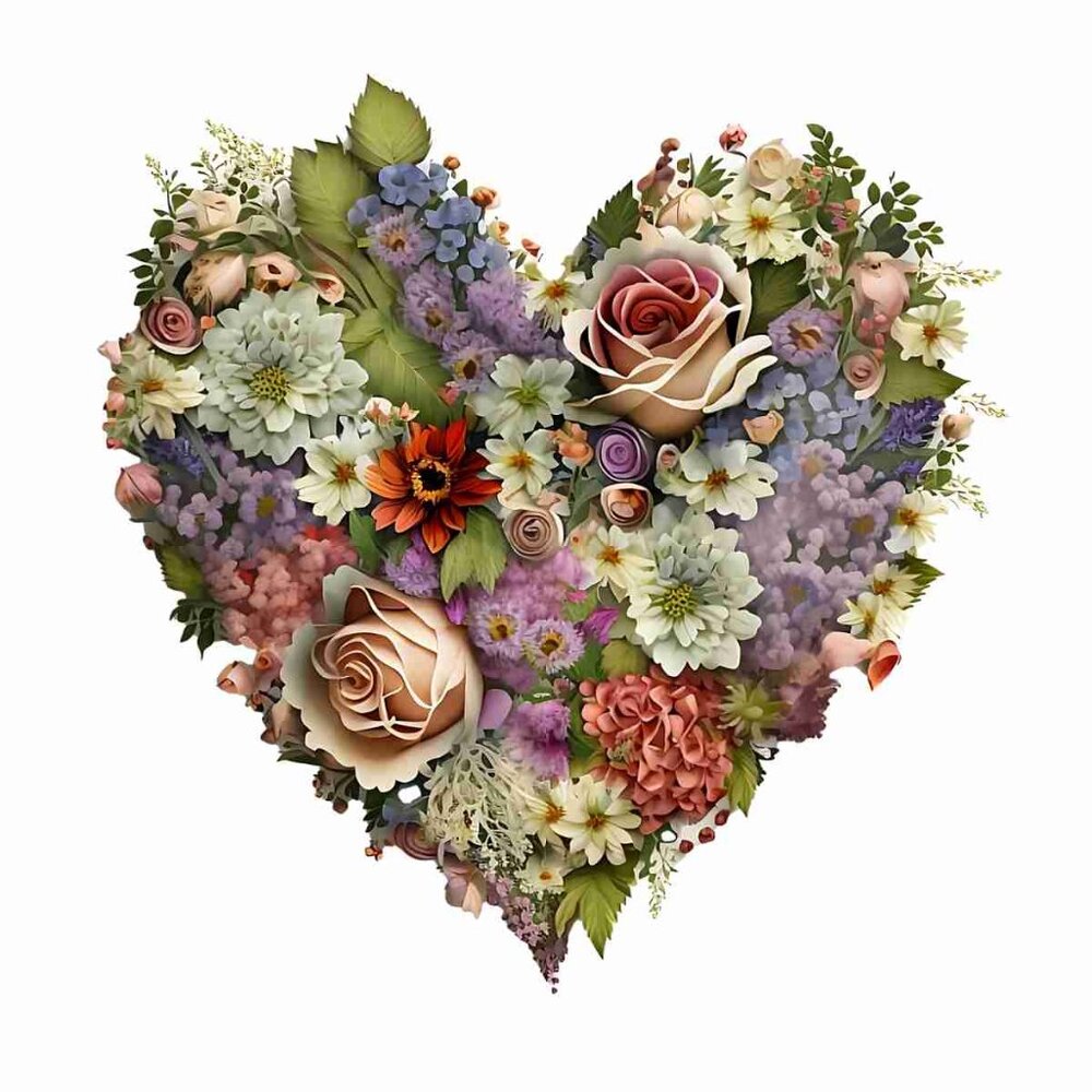 Blooming Heart wooden jigsaw puzzle